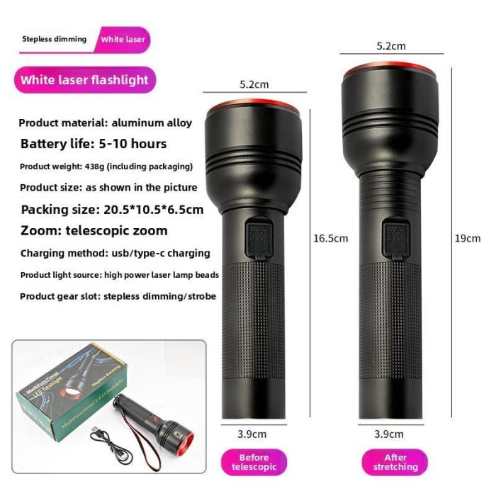 Ліхтар SY-2208-TG, 1 РЕЖИМ, Power Bank, 1x18650, ЗП Type-C, zoom, Box