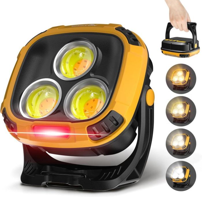 Ліхтар кемпінг W891-1-3COB(White+Yellow)+5SMD(Red), Power bank, 2x18650, ЗП Type-C, магніт, гачок