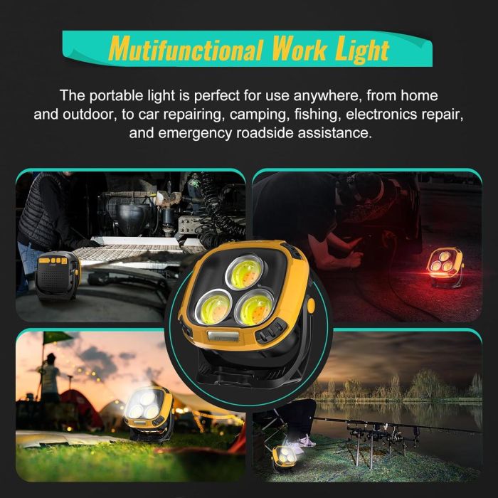 Ліхтар кемпінг W891-1-3COB(White+Yellow)+5SMD(Red), Power bank, 2x18650, ЗП Type-C, магніт, гачок