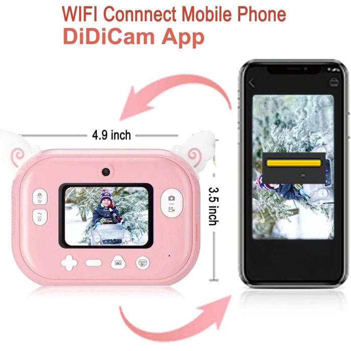 Дитячий фотоапарат миттєвого друку YT008, PINK UNICORN з підтримкою microSD card, 3Y+, WiFi