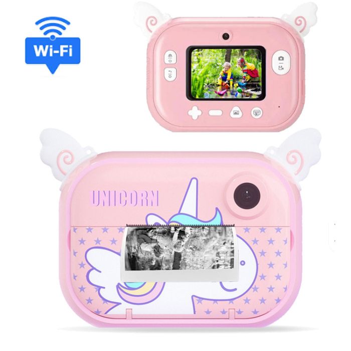 Дитячий фотоапарат миттєвого друку YT008, PINK UNICORN з підтримкою microSD card, 3Y+, WiFi
