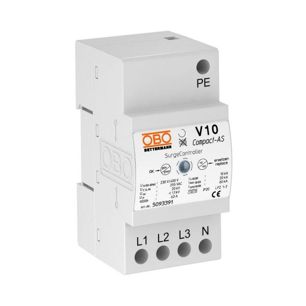 Обмежувач перенапруг OBO Bettermann Тип ІІ+III V10 COMPACT-AS 225V (5093391)