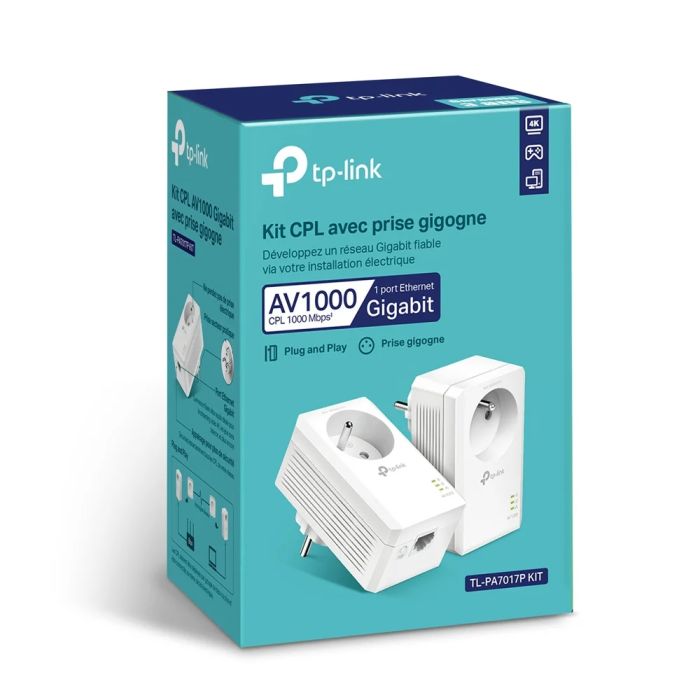 Комплект адаптерів TP-Link Powerline TL-PA7017P KIT із вбудованою розеткою