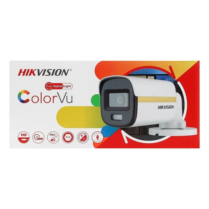 HD-TVI відеокамера 2 Мп Hikvision DS-2CE10DF3T-LFS (2.8 мм) ColorVu з подвійним підсвічуванням та вбудованим мікрофоном