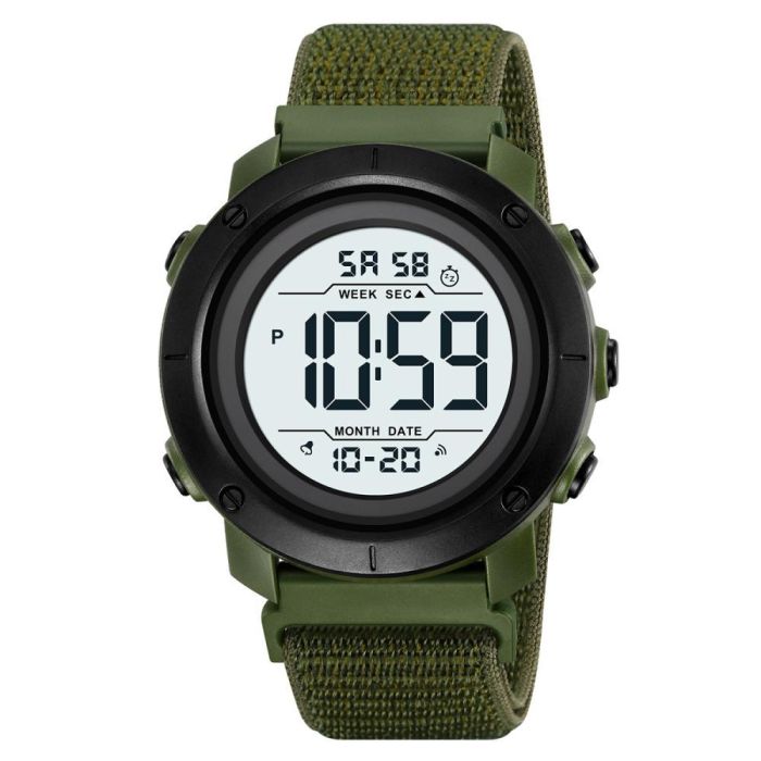 Годинники наручні 2497NAGWT SKMEI, ARMY GREEN/WHITE-NYLON