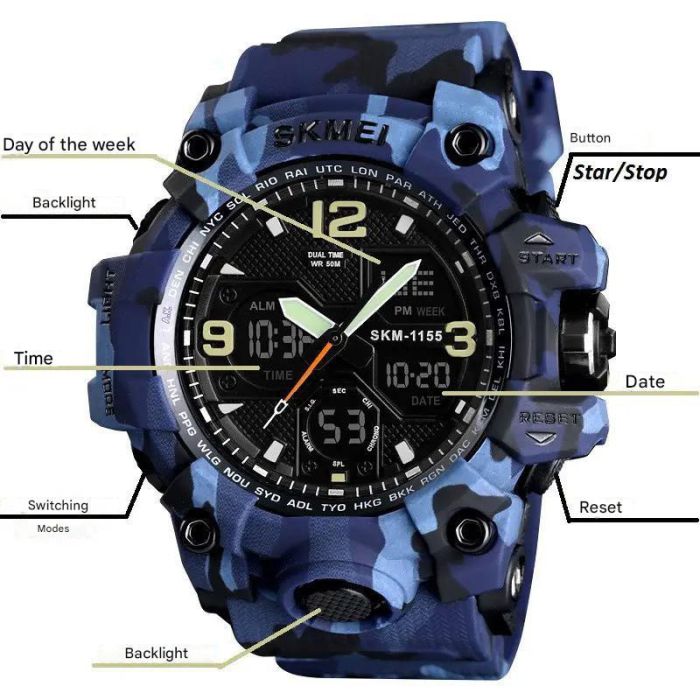 Годинники наручні 1155BCMBU SKMEI, BLUE CAMO