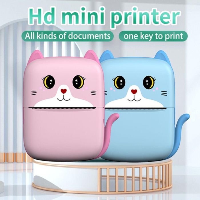 Дитячий термопринтер A8 Cat printer pink, bluetooth, ЗП Type-C