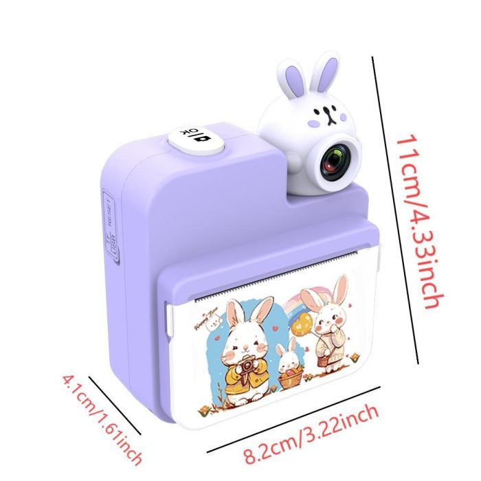 Дитячий фотоапарат миттєвого друку JD30, PINK RABBIT
