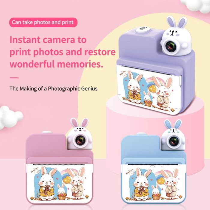 Дитячий фотоапарат миттєвого друку JD30, PINK RABBIT