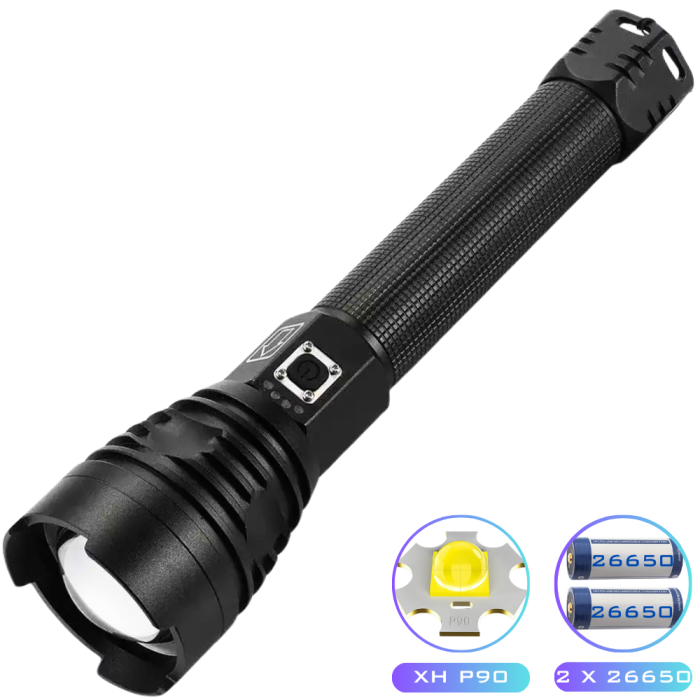 Ліхтар BL-601-P90, 2x26650/2x18650, ЗП Type-C, індикація заряду, zoom, Box