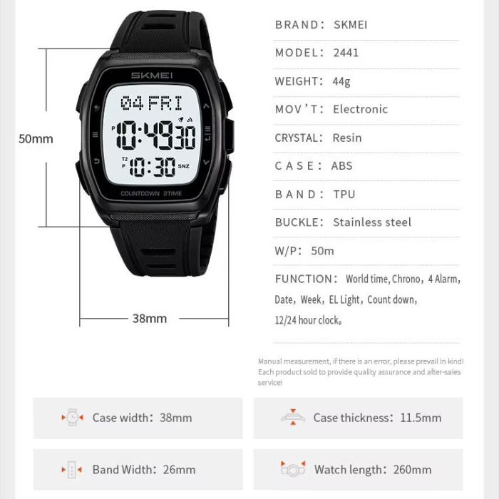 Годинники наручні 2441BKWT SKMEI, BLACK/ WHITE