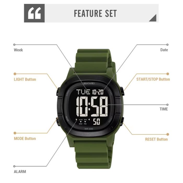 Годинники наручні 2483AG SKMEI, ARMY GREEN