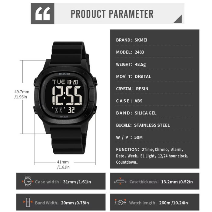 Годинники наручні 2483BK SKMEI, BLACK