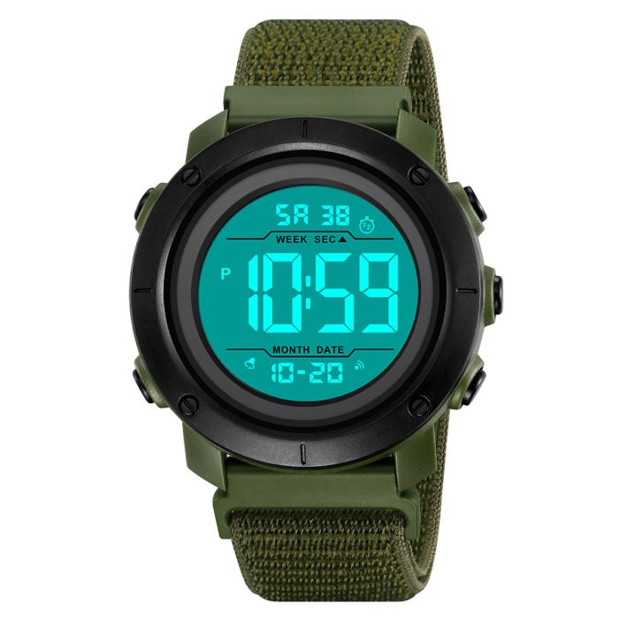 Годинники наручні 2497NAGWT SKMEI, ARMY GREEN/WHITE-NYLON