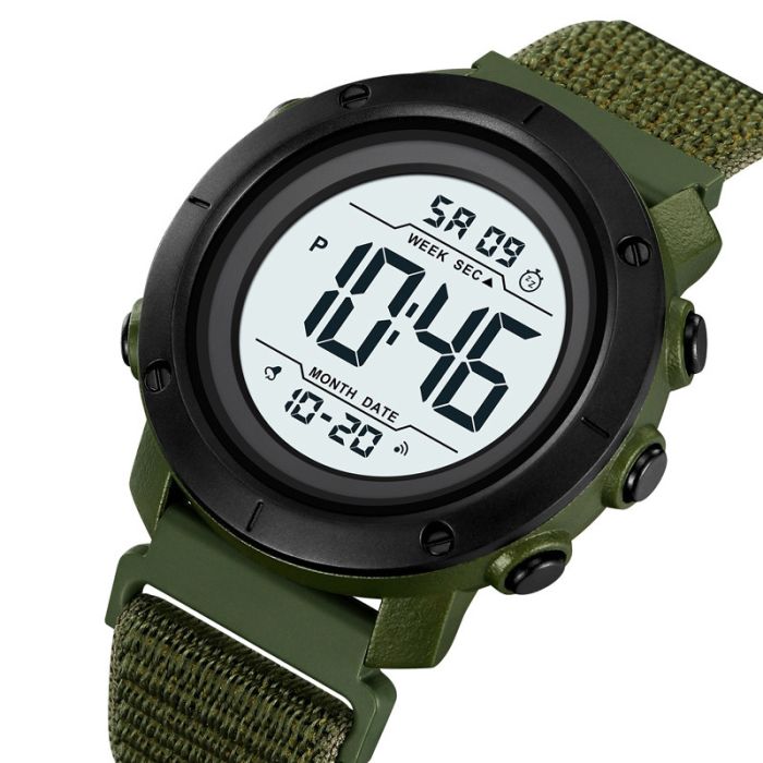 Годинники наручні 2497NAGWT SKMEI, ARMY GREEN/WHITE-NYLON