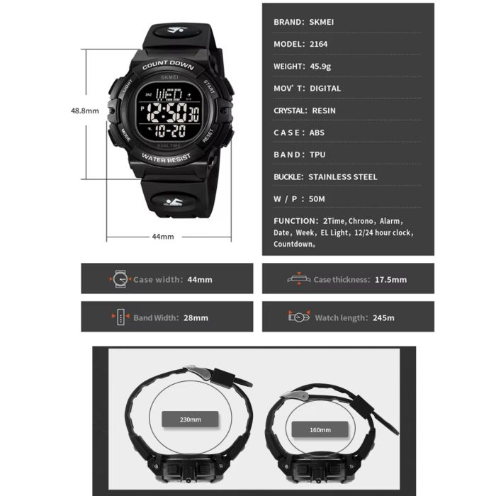 Годинники наручні 2164BKBK SKMEI, BLACK-BLACK