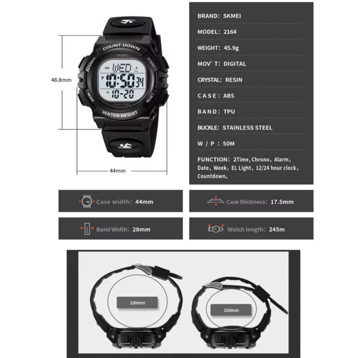 Годинники наручні 2164BKWT SKMEI, BLACK-WHITE
