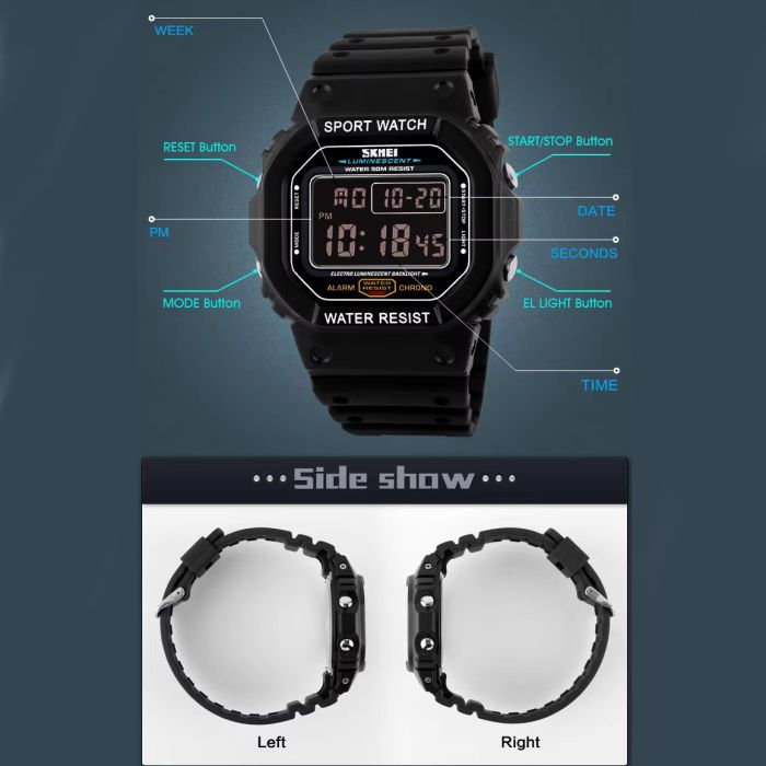 Годинники наручні 1134BKBK SKMEI, BLACK/BLACK