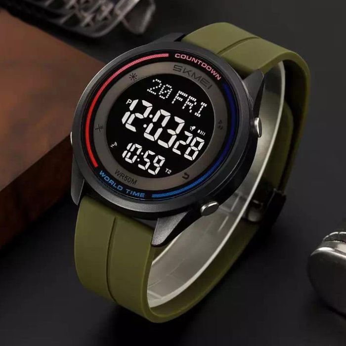 Годинники наручні 2412PAG SKMEI, ARMY GREEN-SILICONE