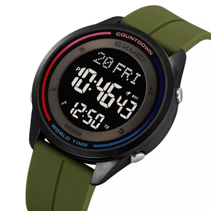 Годинники наручні 2412PAG SKMEI, ARMY GREEN-SILICONE
