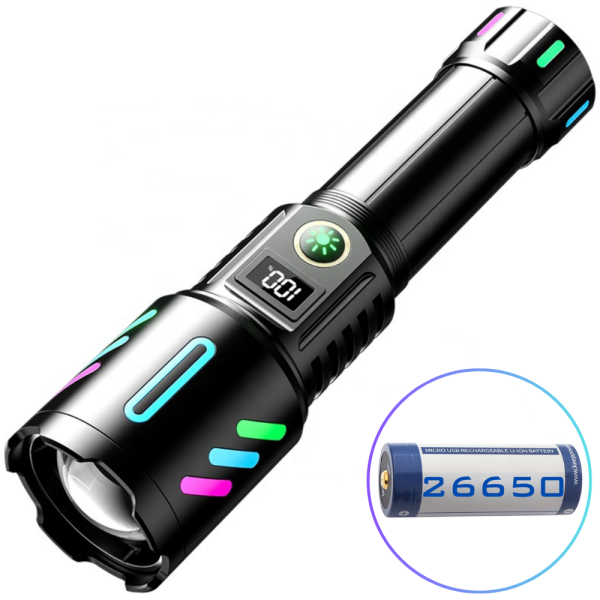 Ліхтар NIGHT VISION FLUORESCENCE W514/1143-WHITE LASER LED PM10-TG, 1x26650, Power Bank, ЗП Type-C, zoom