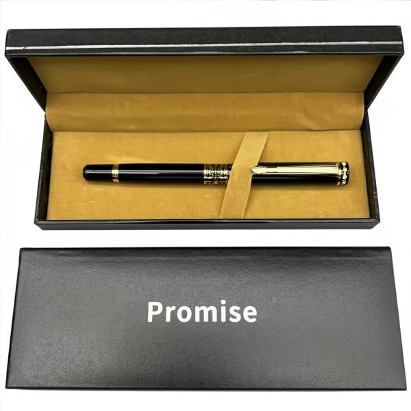Подарункова ручка ролерна Promise у футлярі (чорно-золота з візерунком) 568