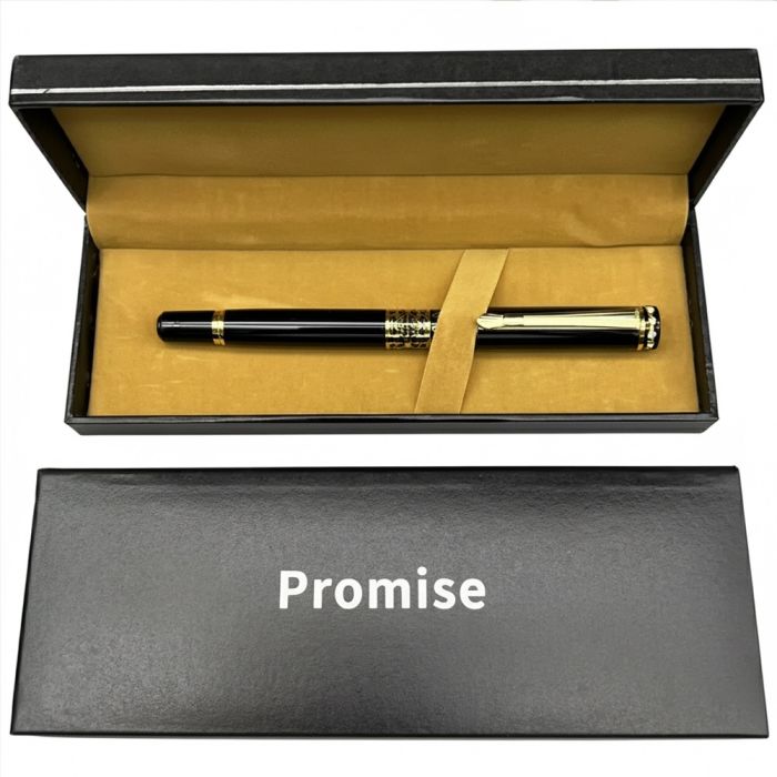 Подарункова ручка ролерна Promise у футлярі (чорно-золота з візерунком) 568