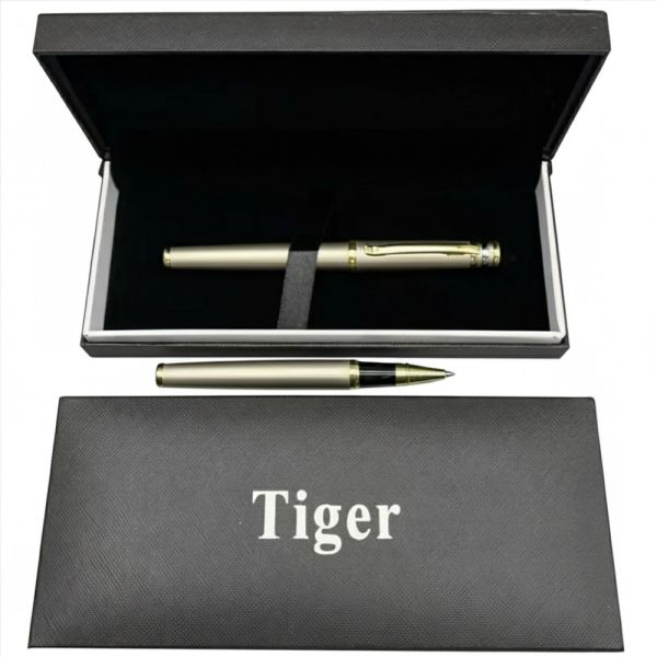 Подарункова ручка ролерна Tiger у футлярі (золотисто-срібляста) 515