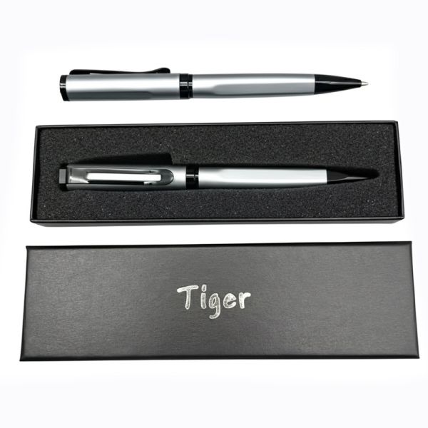 Подарункова ручка кулькова Tiger у футлярі (сріблясто-чорна) 385
