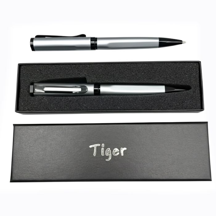 Подарункова ручка кулькова Tiger у футлярі (сріблясто-чорна) 385