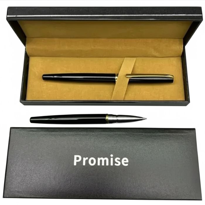 Подарункова ручка кулькова Promise у футлярі (чорна із золотистим кліпом) 3183