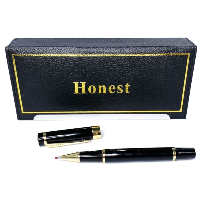 Кулькова ручка в подарунковому футлярі, чорна із золотими вставками Honest 5528