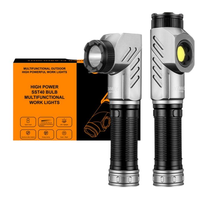 Тактический фонарь YEMAO YM-F303X, 1600LM, аккумуляторы 1x21700 (1x5000 mAh), поворотная голова
