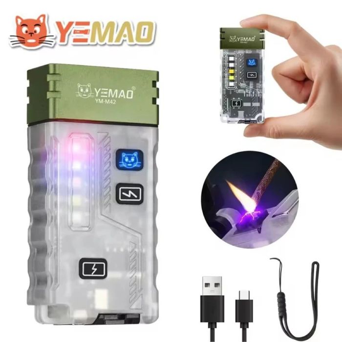 Портативний ліхтар YEMAO YM-M42, 800LM, акумулятор 350 mAh, запальничка, RGB