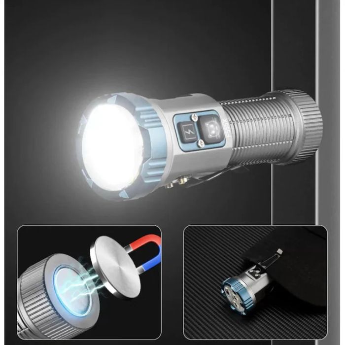 Ліхтар YEMAO YM-F555X 5P35+4LED(RED+BLUE), 1x18650/18500, ЗУ Type-C, магніт, затискач