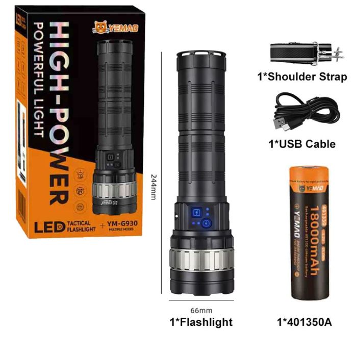 Ліхтар YEMAO YM-G930 TG 30W+COB, 1x401350, Power Bank, ЗУ Type-C, zoom
