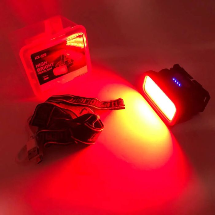 Фонарь налобный YEMAO YM-309-COB(White+Red), Li-Ion аккумулятор, ЗУ Type-C, Box