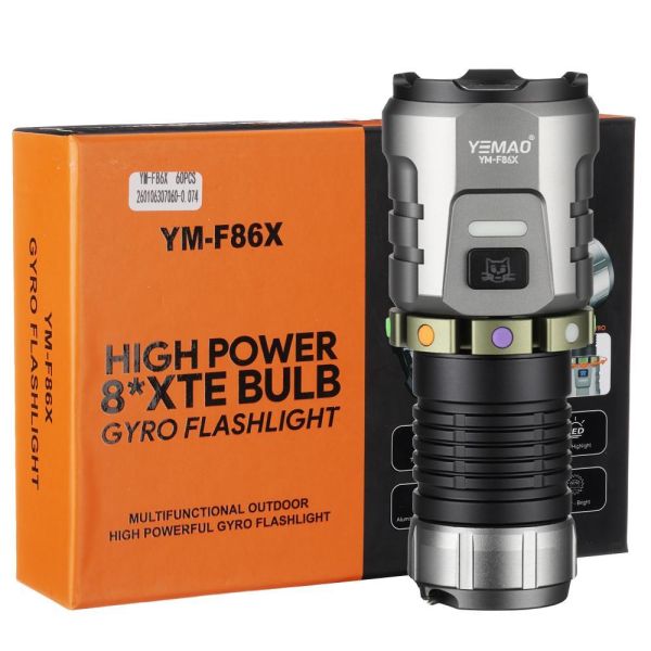 Ліхтар YEMAO YM-F86X 8XTE, 1x26350/26650, ЗУ Type-C, ковпачок, магніт