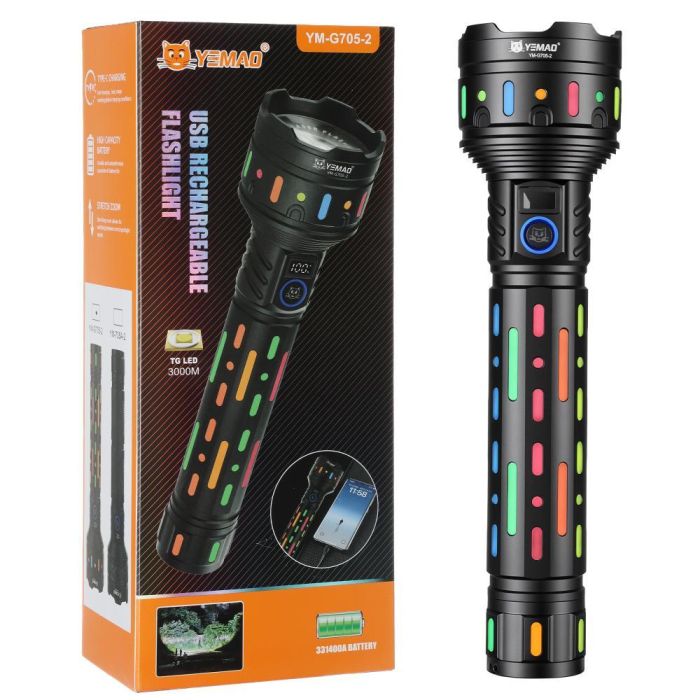 Фонарь YEMAO YM-G705-2 TG, 1x33140, Power Bank, ЗУ Type-C, zoom
