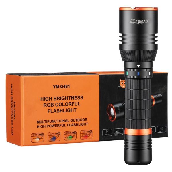 Ліхтар YEMAO YM-G481 4LED(Red+Green+Blue+White), Li-Ion акумулятор, ЗУ Type-C, zoom