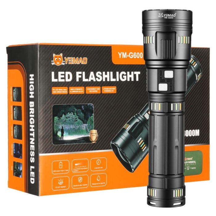 Фонарь YEMAO YM-G600 TG 60W, 4x181350, Power Bank, ЗУ Type-C, zoom, кейс