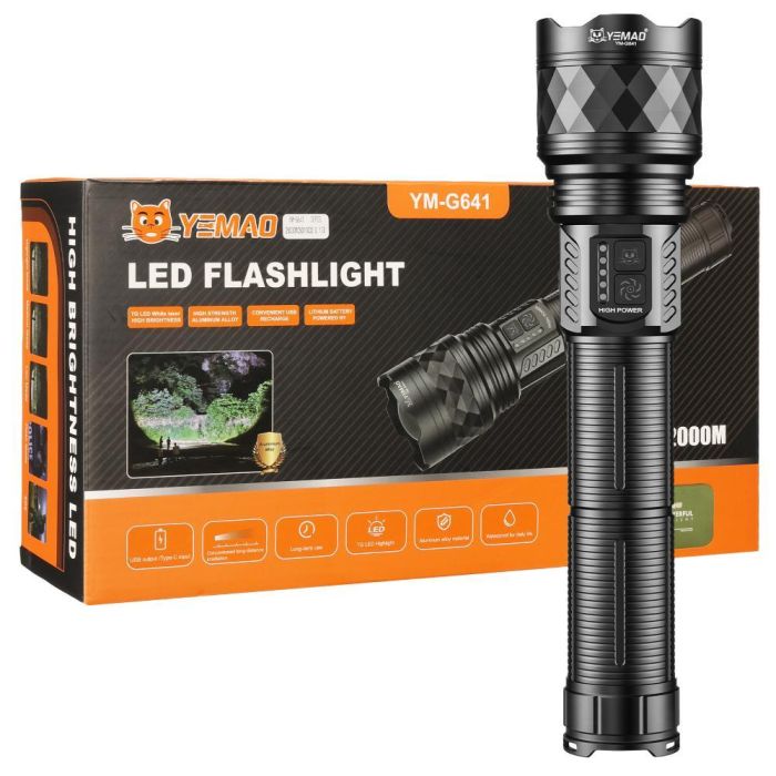 Фонарь YEMAO YM-G641 TG 60W, 1x33140, Power Bank, ЗУ Type-C, zoom, кейс