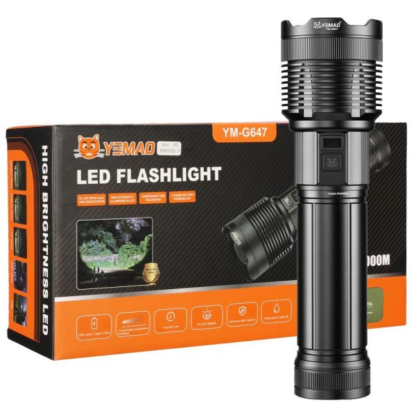 Фонарь YEMAO YM-G647 TG 60W, 1x451350, Power Bank, ЗУ Type-C, zoom, кейс