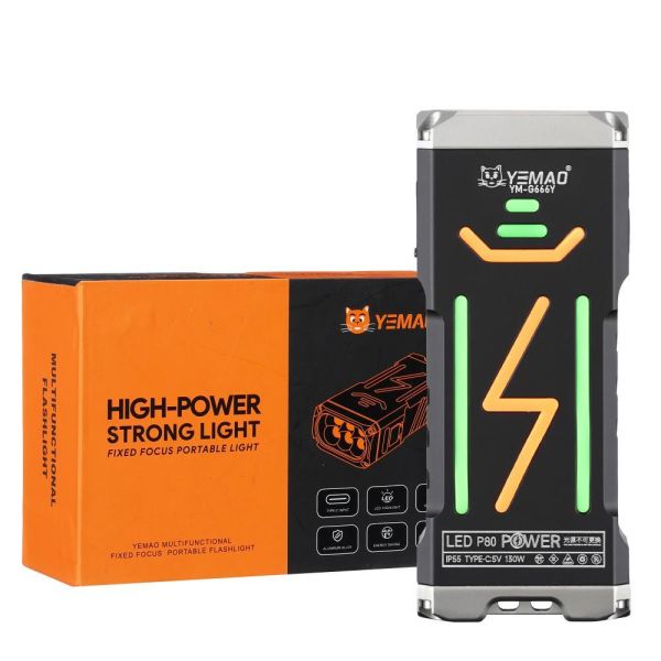 Ліхтар YEMAO YM-G666Y 6P90, Li-Ion акумулятор, Power Bank, ЗУ Type-C, чохол