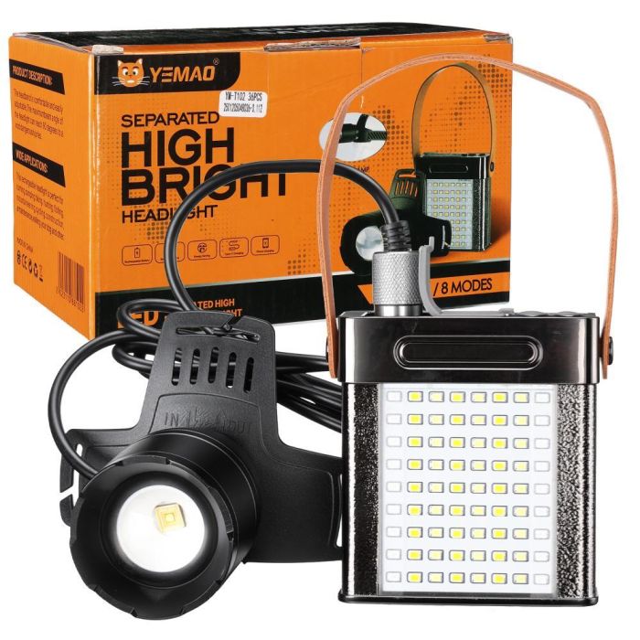 Ліхтар налобний YEMAO YM-T102 TG+SMD(White+Red), Li-Ion акумулятор, ЗУ Type-C, Internal battery, zoom