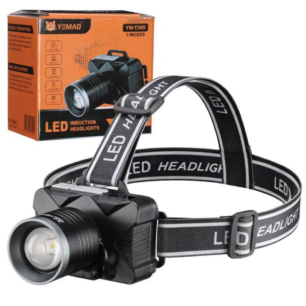 Ліхтар налобний YEMAO YM-T305 TG 30W, Motion Sensor, Li-Ion акумулятор, ЗУ Type-C, zoom