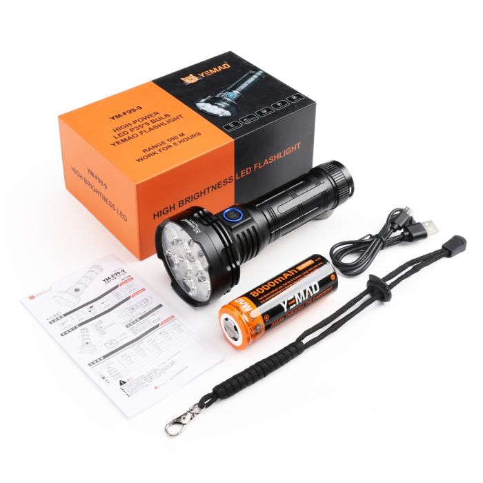 Ліхтар YEMAO YM-F99-9 9P35, 1x32850, Power Bank, ЗУ Type-C
