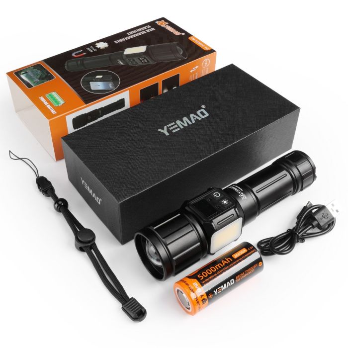 Ліхтар YEMAO YM-S2305C TG+COB(White+Red), 1x26650, Power Bank, ЗУ Type-C, zoom, магніт