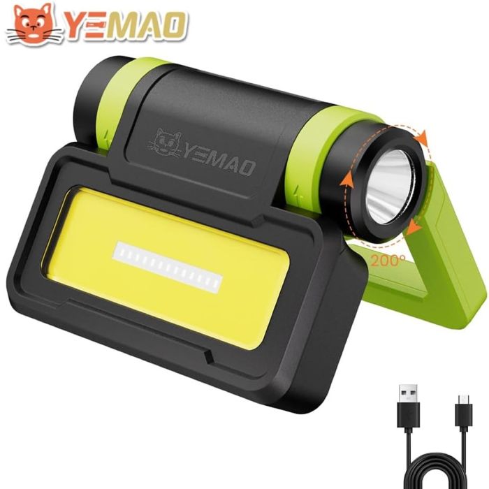 Фонарь YEMAO YM-B70-XTE+COB(white+red+blue), Li-Ion аккумулятор, Power Bank, ЗУ Type-C, магнит, IPX4