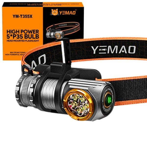 Налобний ліхтар YEMAO YM-T355X, 2000LM, акумулятори 18650 + 18350 (3200 + 1500 mAh), із червоним світлом